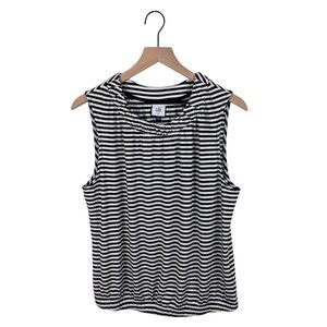 CAbi #4760 Chat Tee Tank Black and White Striped Size Medium Classic Preppy
